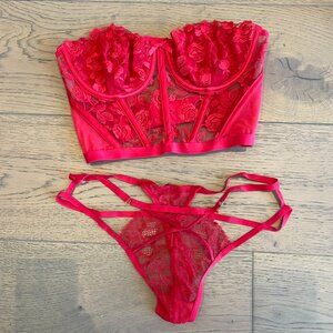 For Love and Lemons red bustier corset top and thong set